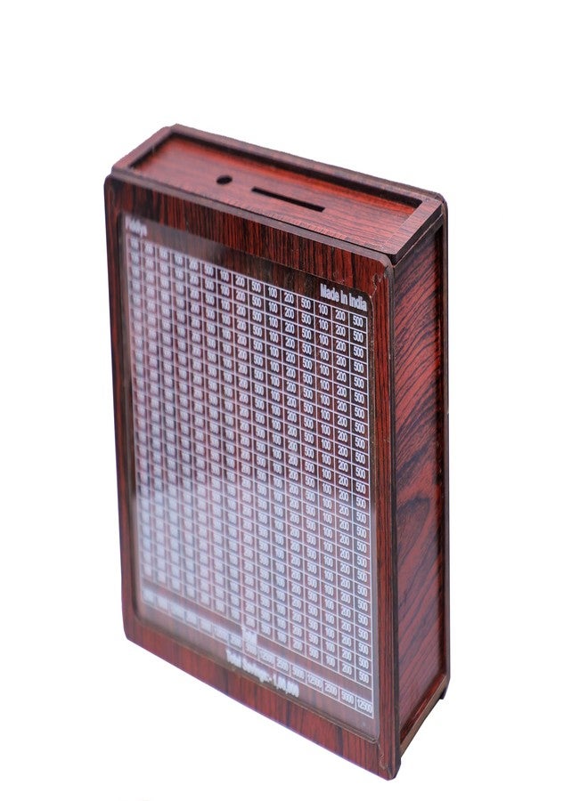 فيدلايز حصالة نقود خشبية من فيدليز، صندوق نقود للأطفال، صندوق تحدي الادخار، صندوق نقود، حصالة نقود خشبية (بني، 100,000 روبية) قابلة لإعادة الاستخدام/التبديل - Image 4